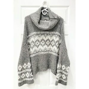 Free People Ragnar Fair Isle Split Cowl Neck Sweater